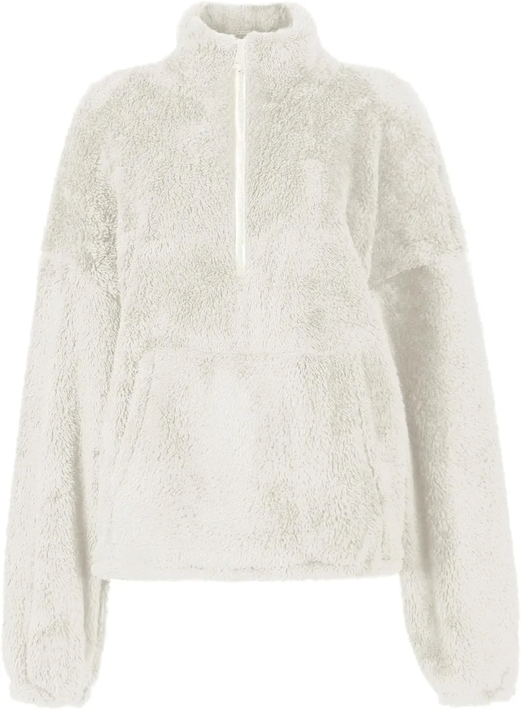 1/4 Zip Sherpa Pullover Womens Fuzzy Fleece Half Zip Pullover Oversized Zip Up Hoodie Quarter Zip Cropped Sweatshirt
