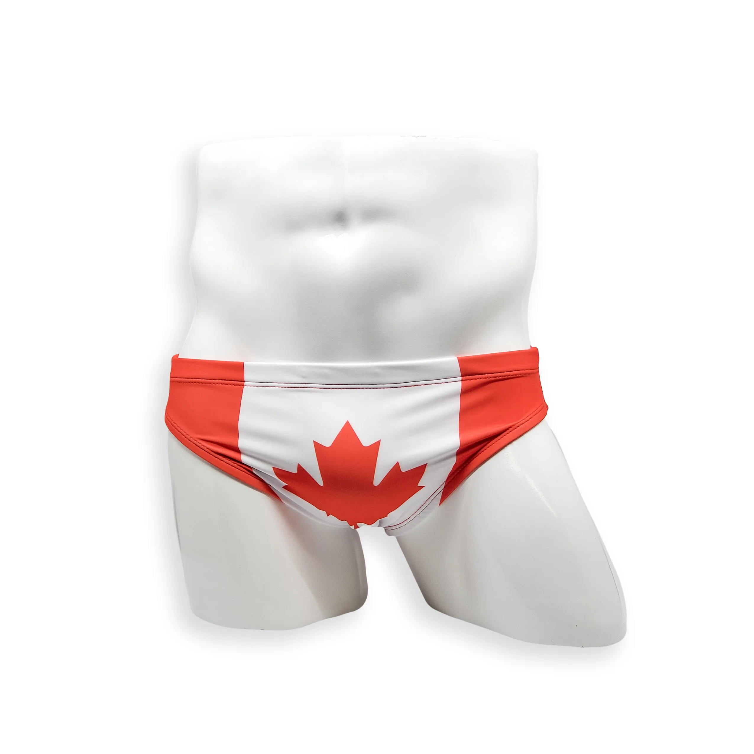 2 Inch Flat Front Swim Brief - Canada Flag