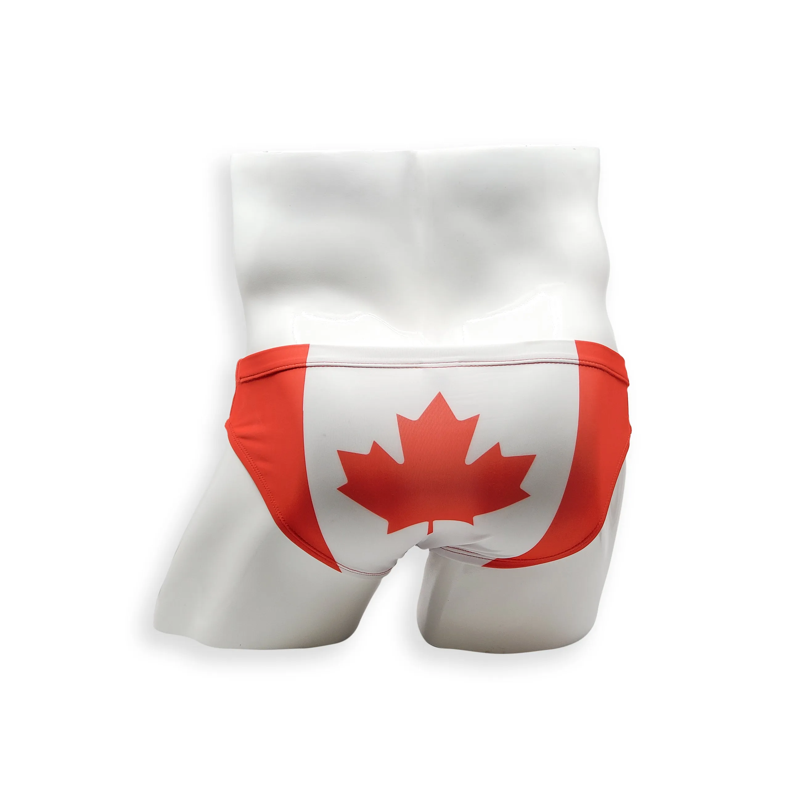 2 Inch Flat Front Swim Brief - Canada Flag