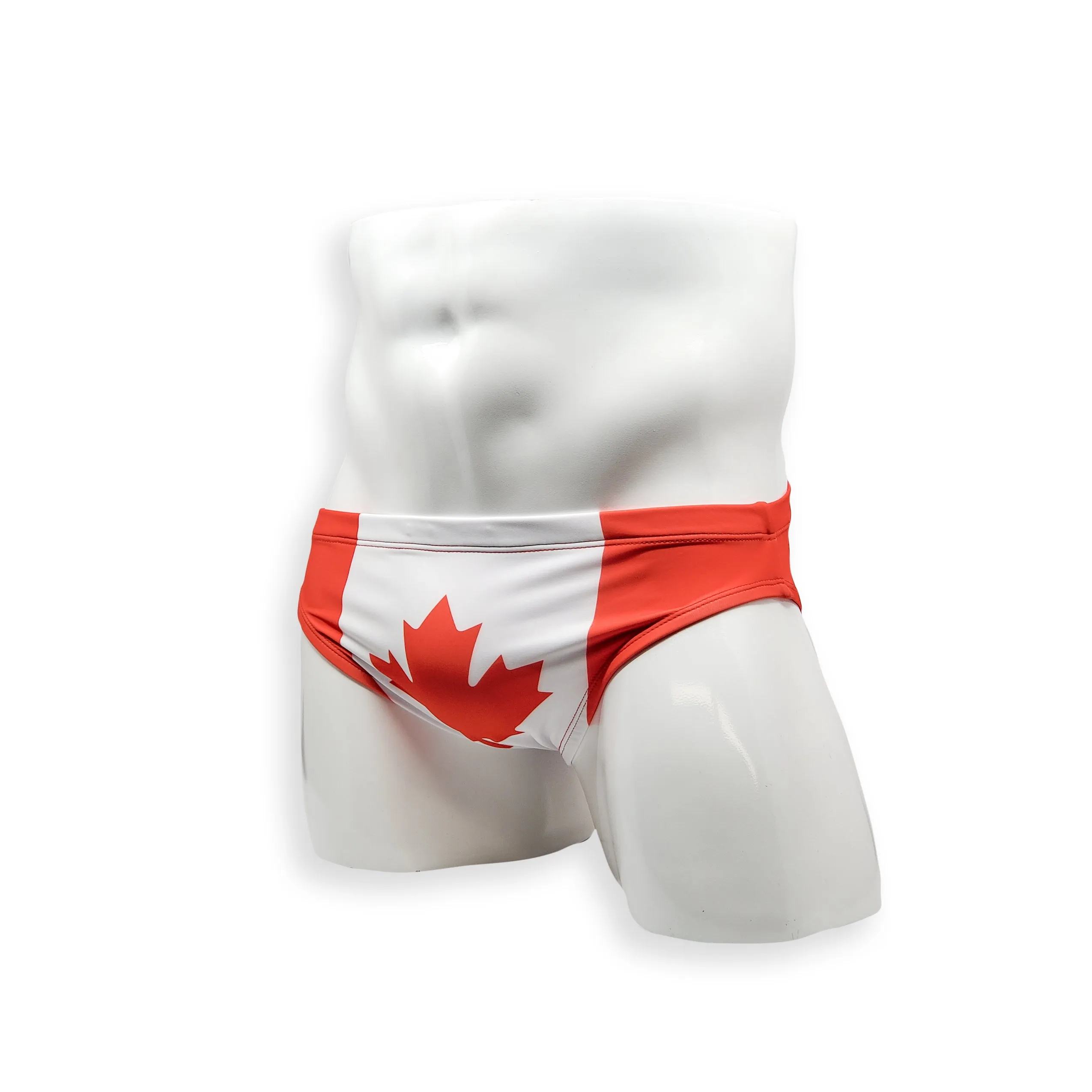2 Inch Flat Front Swim Brief - Canada Flag