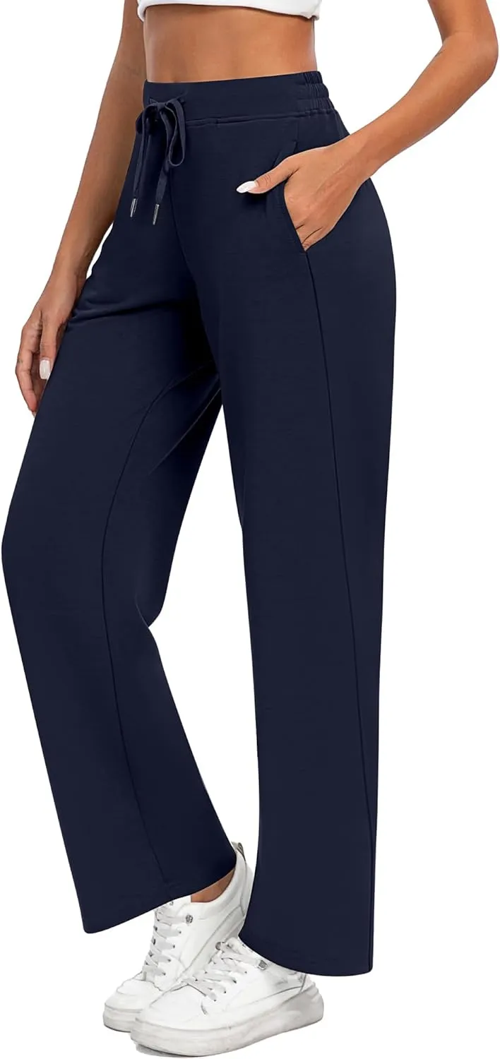 2 Pack Women Sweatpants Drawstring Waist Loose Yoga Baggy Joggers Casual Wide Leg Pants with Pockets