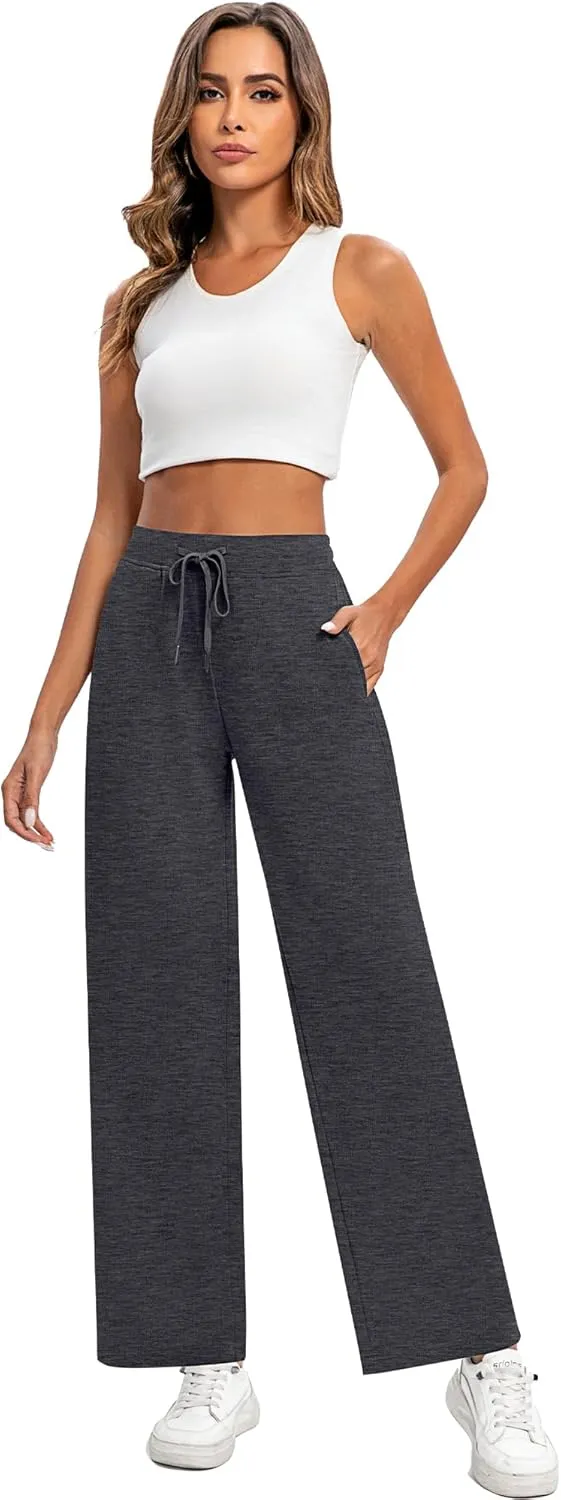 2 Pack Women Sweatpants Drawstring Waist Loose Yoga Baggy Joggers Casual Wide Leg Pants with Pockets