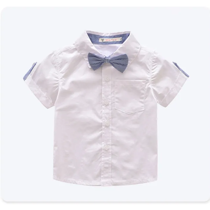 2 Pieces Set Baby Kid Boys Birthday Bow Shirts And Checked Rompers Wholesale 23021301