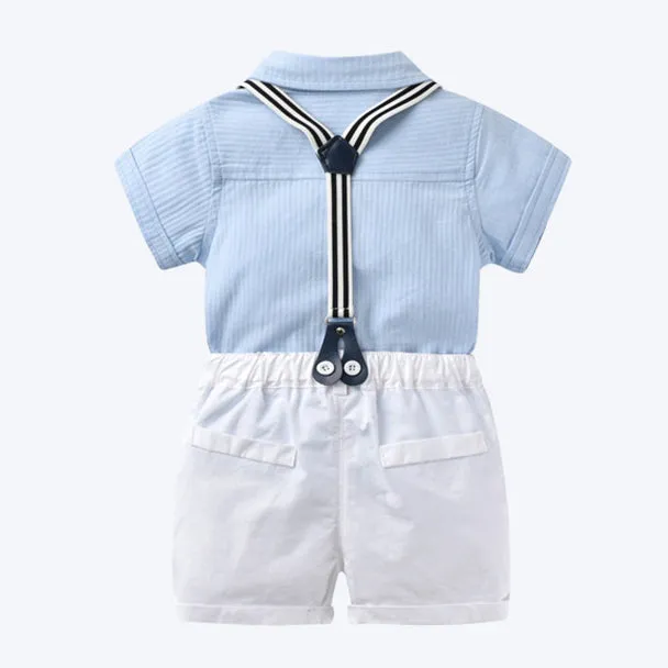 2 Pieces Set Baby Kid Boys Birthday Bow Shirts And Checked Rompers Wholesale 23021301