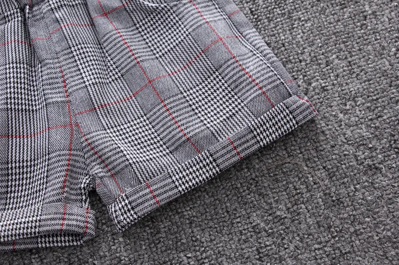 2 Pieces Set Baby Kid Boys Birthday Checked Bow Tops And Shorts Wholesale 23022827