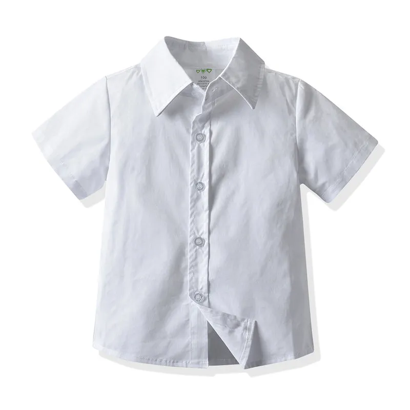 2 Pieces Set Baby Kid Boys Birthday Party Bow Shirts And Solid Color Rompers Wholesale 21110958