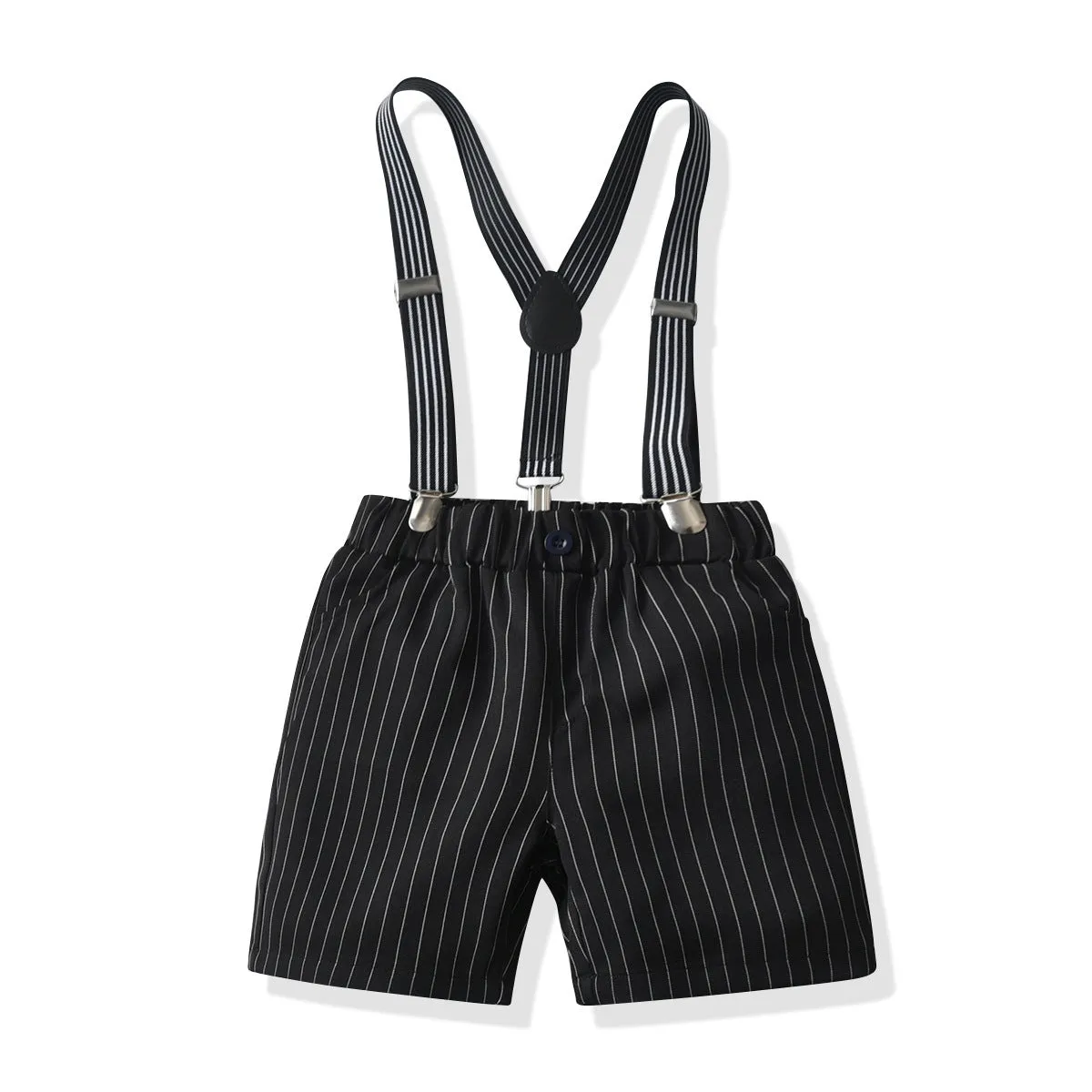 2 Pieces Set Baby Kid Boys Birthday Party Bow Shirts And Striped Rompers Wholesale 220531610