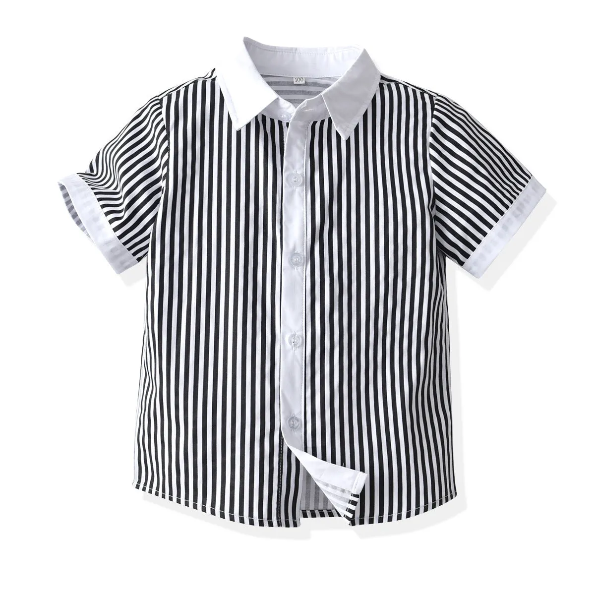 2 Pieces Set Baby Kid Boys Birthday Party Bow Shirts And Striped Rompers Wholesale 220531610