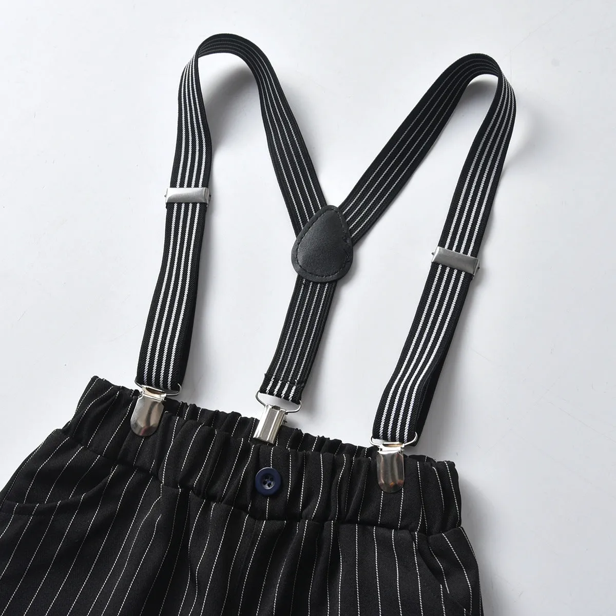 2 Pieces Set Baby Kid Boys Birthday Party Bow Shirts And Striped Rompers Wholesale 220531610
