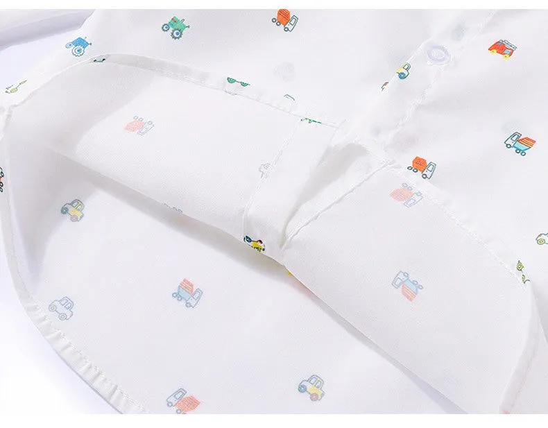 2 Pieces Set Baby Kid Boys Birthday Party Car Bow Print Shirts And Solid Color Suits Wholesale 221214211