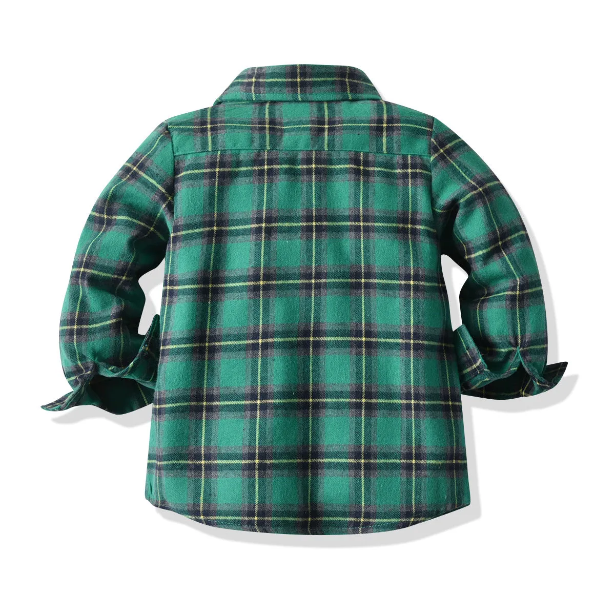 2 Pieces Set Baby Kid Boys Birthday Party Checked Bow Shirts And Solid Color Jumpsuits Wholesale 211109217