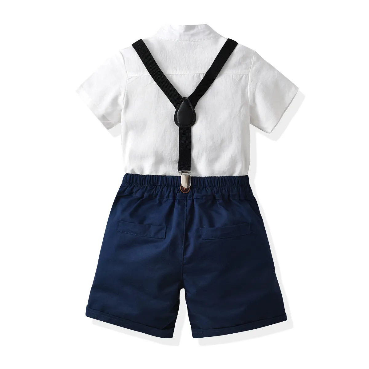 2 Pieces Set Baby Kid Boys Birthday Party Solid Color Bow Shirts And Rompers Wholesale 220531150
