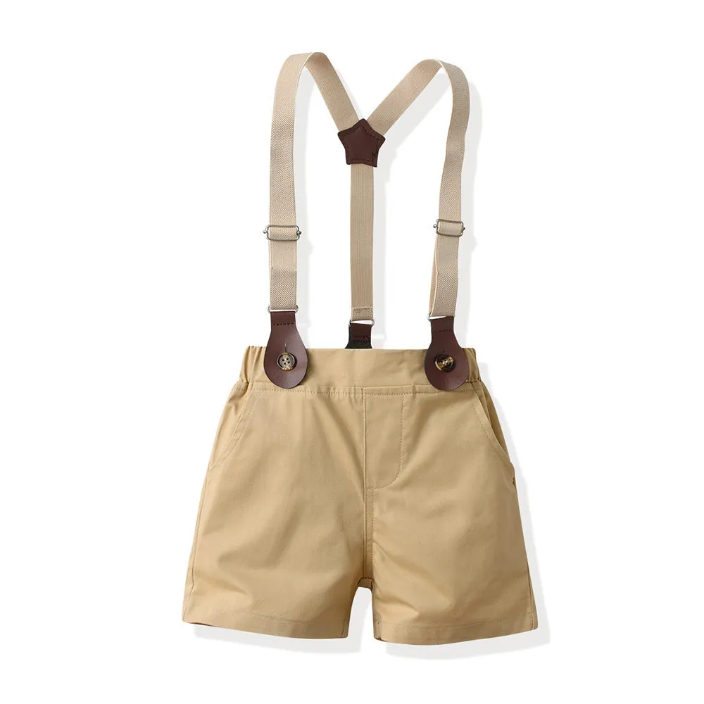 2 Pieces Set Baby Kid Boys Bow Print Shirts And Solid Color Shorts Suits Wholesale 230411272
