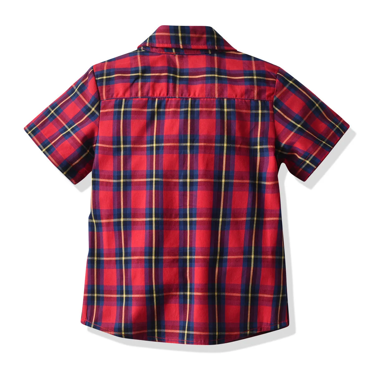 2 Pieces Set Baby Kid Boys Dressy Checked Shirts And Solid Color Rompers Wholesale 21110996