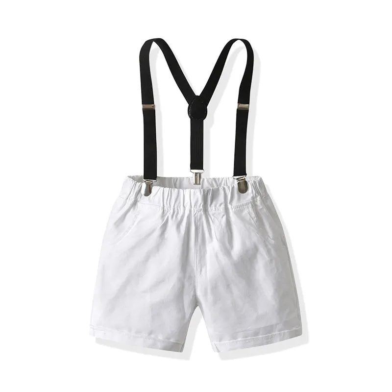 2 Pieces Set Baby Kid Boys Dressy Checked Shirts And Solid Color Rompers Wholesale 21110996