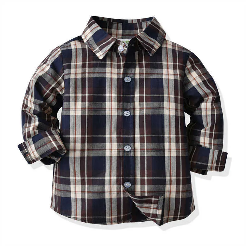 2 Pieces Set Baby Kid Boys Dressy Checked Shirts And Suits Trousers Wholesale 211109409
