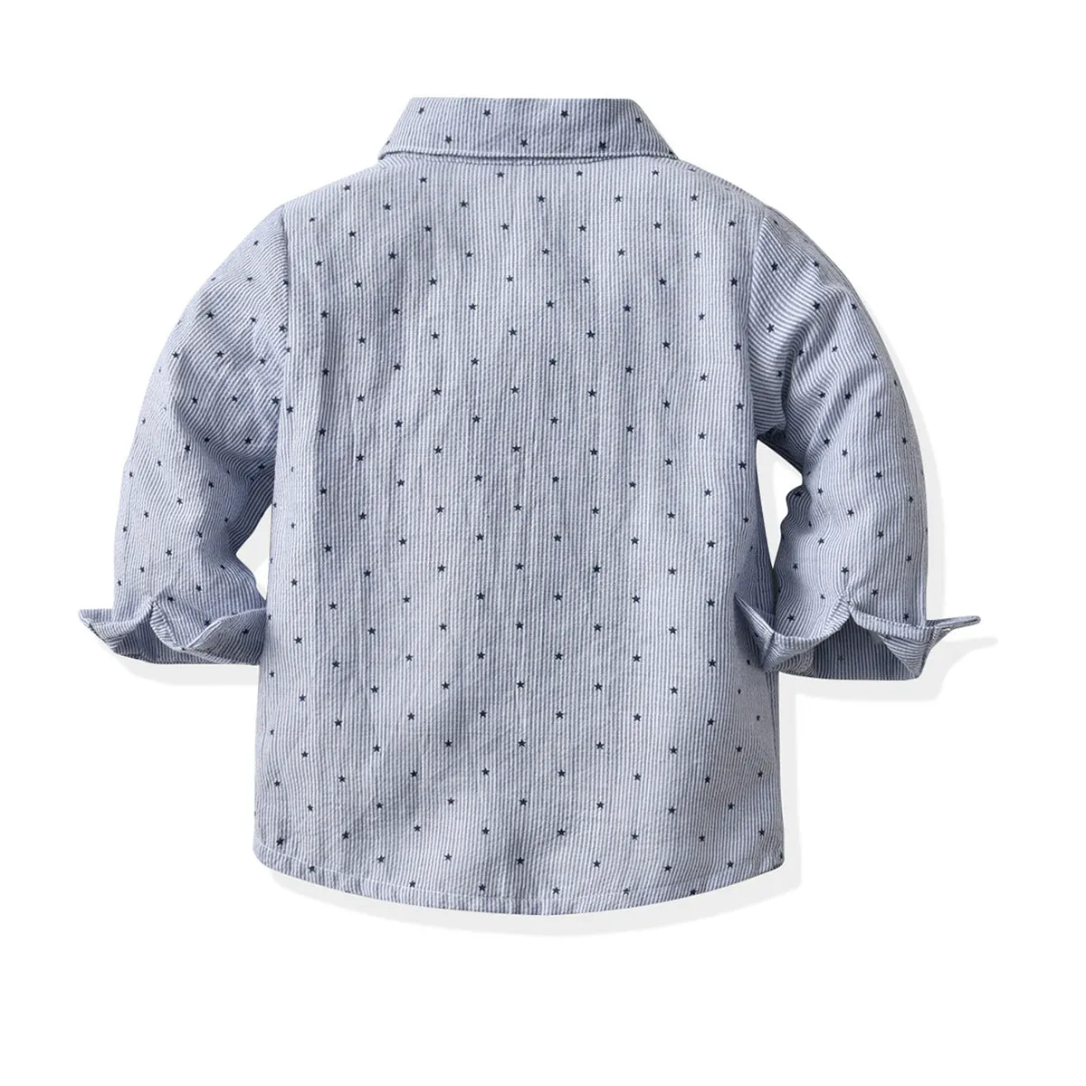 2 Pieces Set Baby Kid Boys Dressy Striped Star Bow Print Shirts And Solid Color Jumpsuits Wholesale 220531584