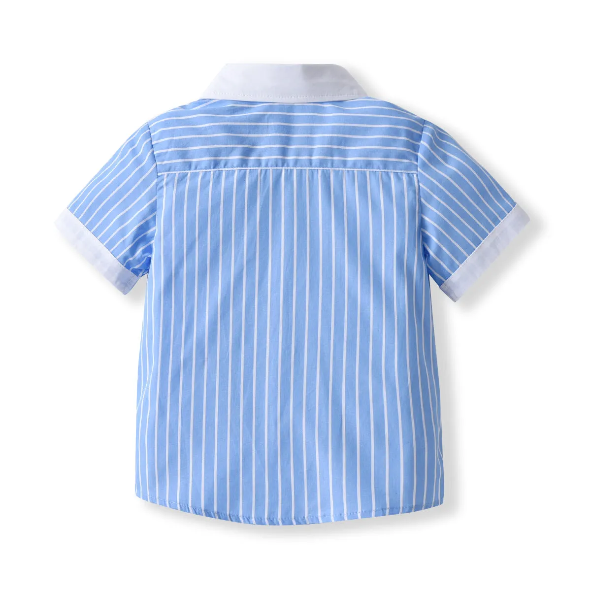 2 Pieces Set Baby Kid Boys Striped Bow Shirts And Solid Color Rompers Wholesale 220531578