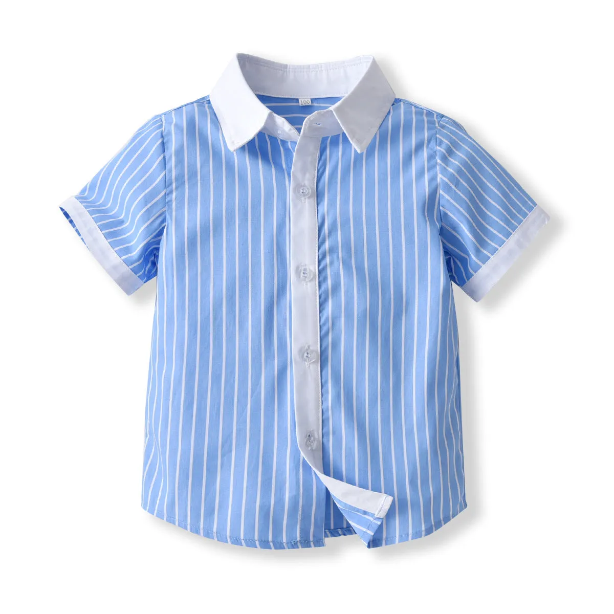 2 Pieces Set Baby Kid Boys Striped Bow Shirts And Solid Color Rompers Wholesale 220531578