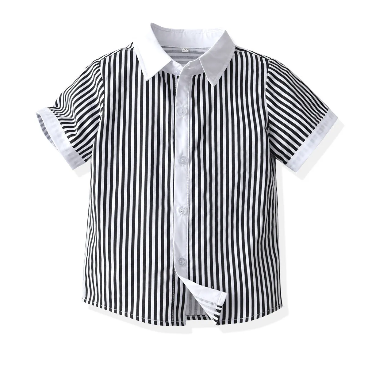 2 Pieces Set Baby Kid Boys Striped Bow Shirts And Solid Color Rompers Wholesale 220531578