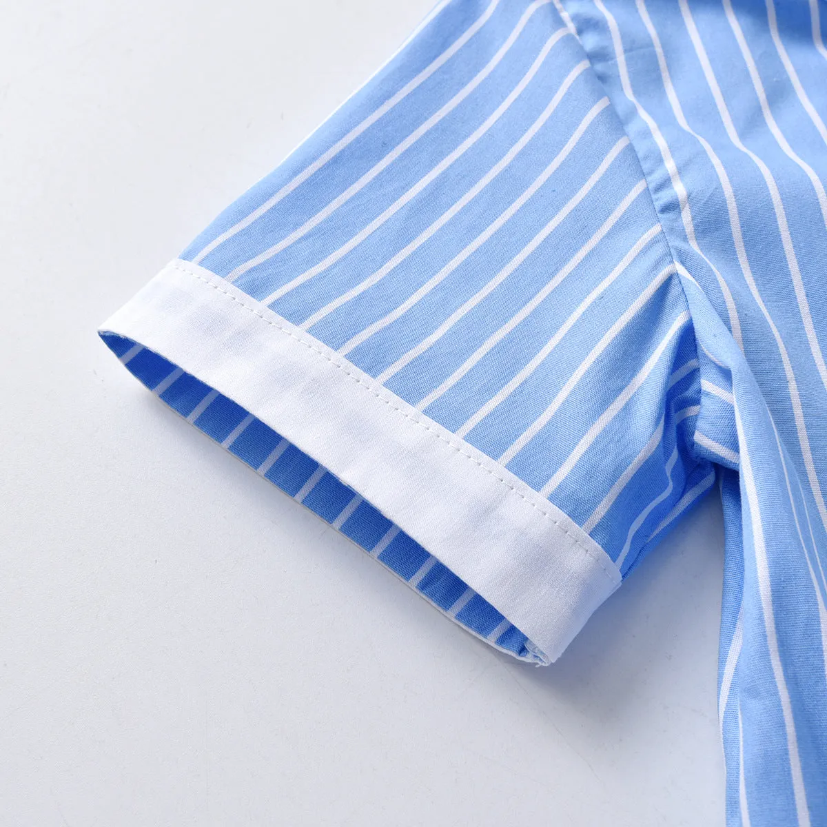 2 Pieces Set Baby Kid Boys Striped Bow Shirts And Solid Color Rompers Wholesale 220531578