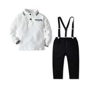 2 Pieces Set Kid Boys Bow Tops And Solid Color Pants Wholesale 211109380