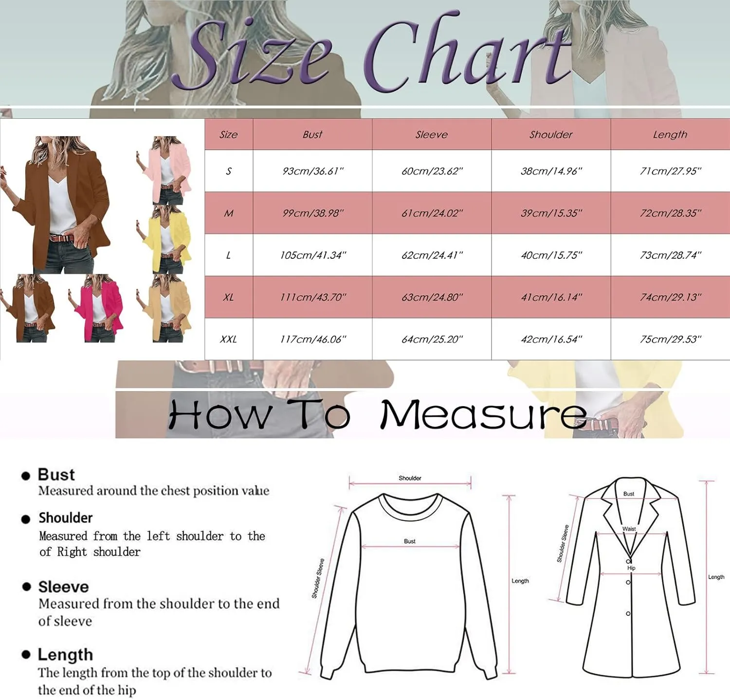 2023 Blazer Jackets for Women Open Front Suit Coats Long Sleeve Casual Work Office Blazers Trendy Business Dress Cardigan