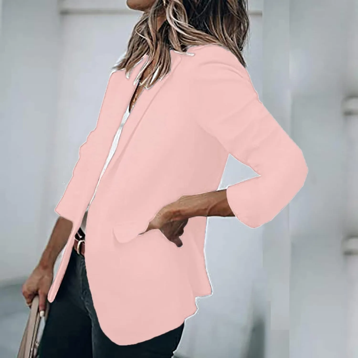 2023 Blazer Jackets for Women Open Front Suit Coats Long Sleeve Casual Work Office Blazers Trendy Business Dress Cardigan