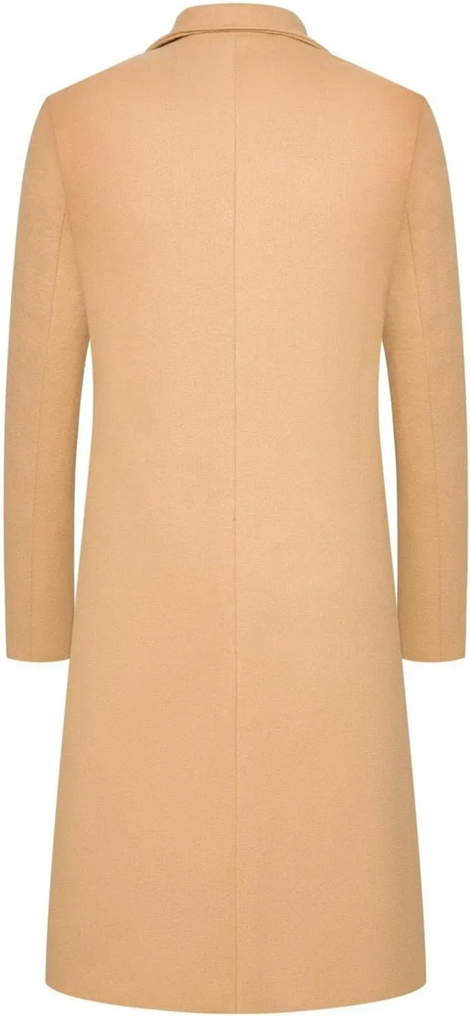 2024 Pea Coats For Men Stylish Casual Long Sleeve Full Length Trench Coats Fall Fashion Notch Collar Windbreaker Coat