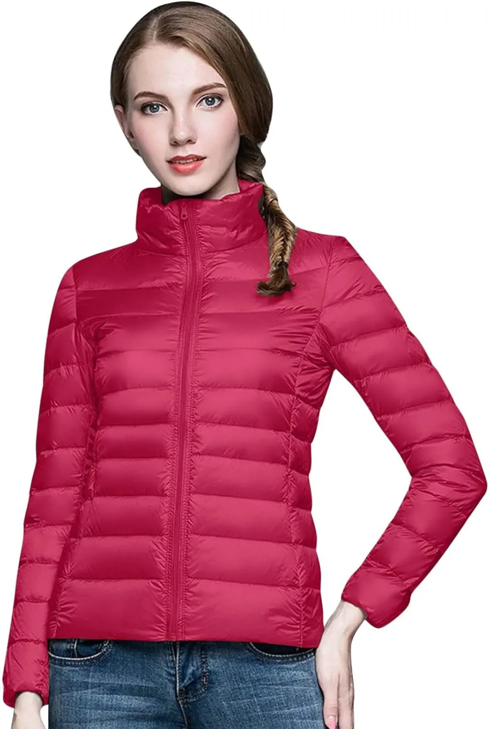 2024 Women's Hooded Packable Puffer Jackets Winter Lightweight Warm Down Coats Trendy Slim Fit Windproof Duck Down Outwear
