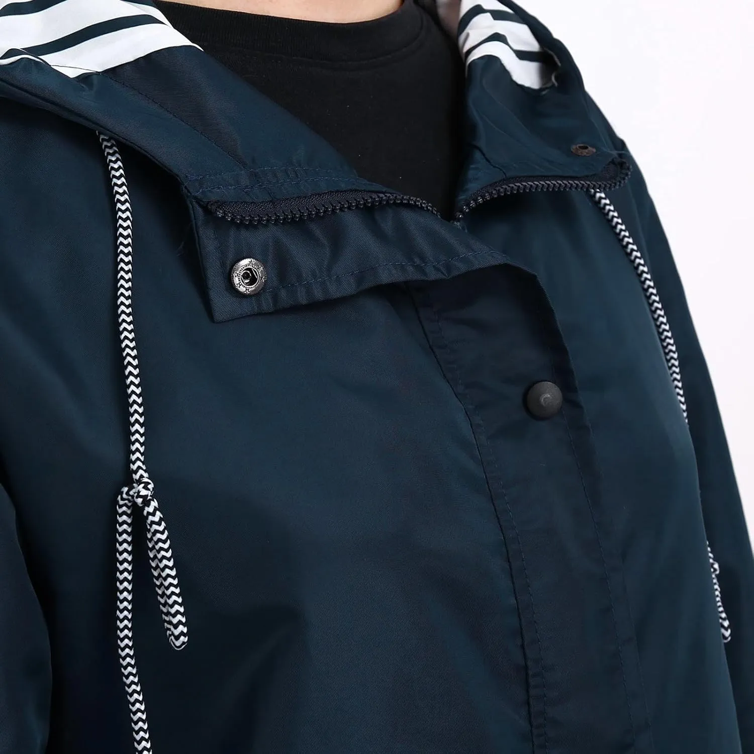 2024 Womens Rain Jacket with Hood Lightweight Trench Coat Long Sleeve Windbreaker Zip Up Drawstring Raincoat With Pockets