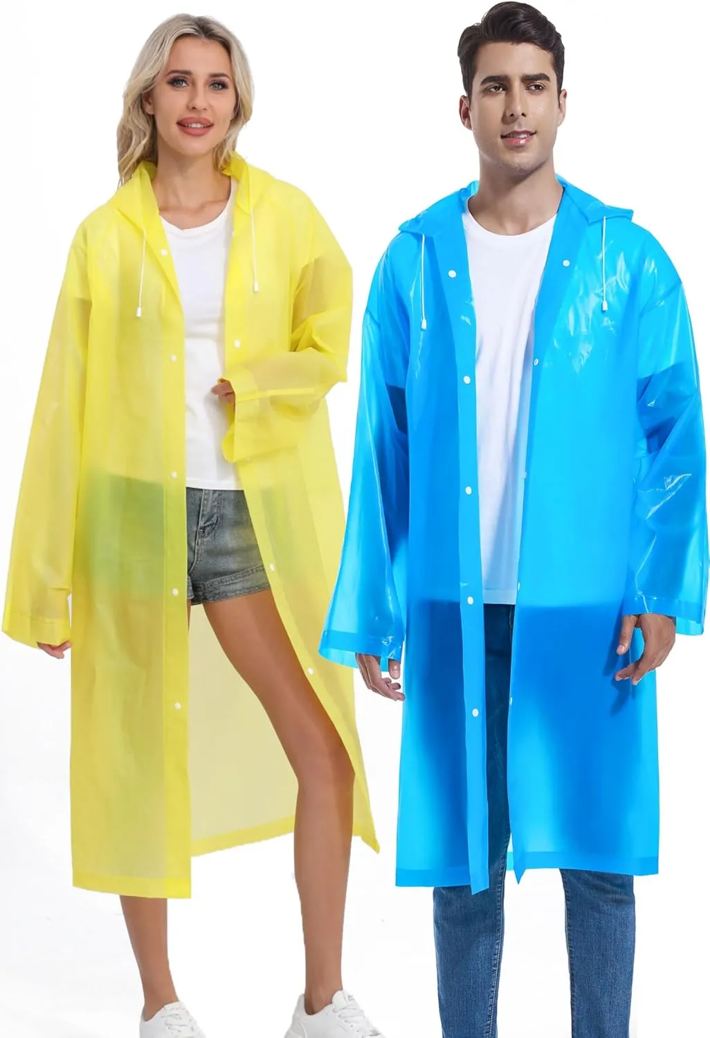 2PCS Borogo Rain Coats for Adults - Reusable Rain Jackets for Men & Women