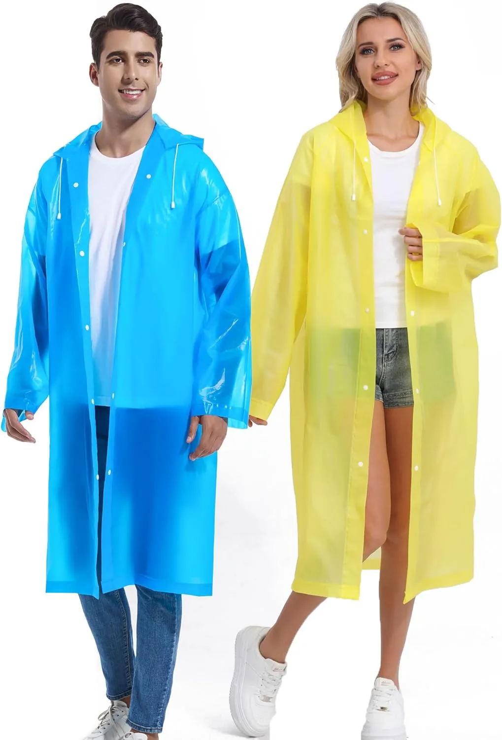 2PCS Borogo Rain Coats for Adults - Reusable Rain Jackets for Men & Women