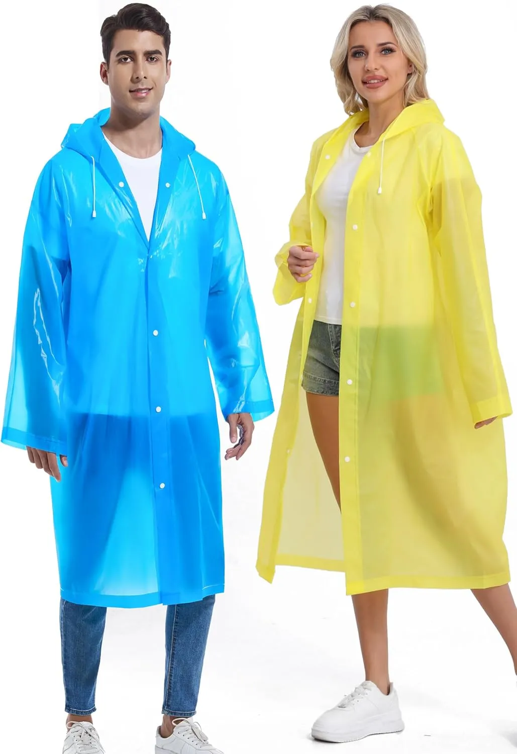 2PCS Borogo Rain Coats for Adults - Reusable Rain Jackets for Men & Women