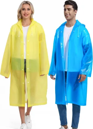 2PCS Borogo Rain Coats for Adults - Reusable Rain Jackets for Men & Women