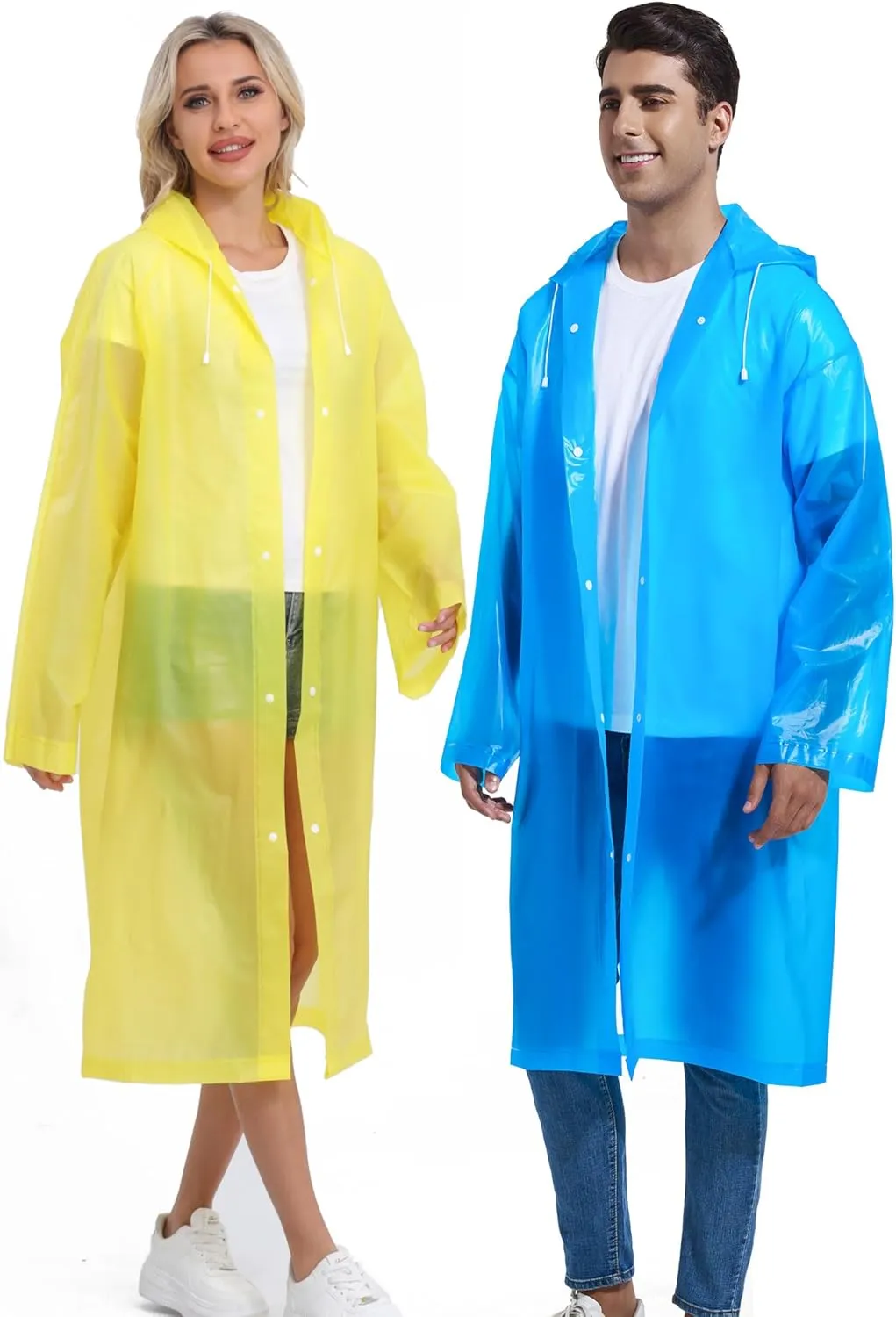 2PCS Borogo Rain Coats for Adults - Reusable Rain Jackets for Men & Women
