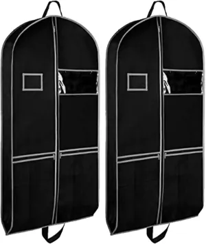 2PCS Heavy Duty Garment Bag, 24 Inch Suit Bag with 2 Large Mesh Pockets and 2 Carry Handles, Garment Duffle with Visual Window, Bags for Travel, Shirts, Coats, Dresses, Suit