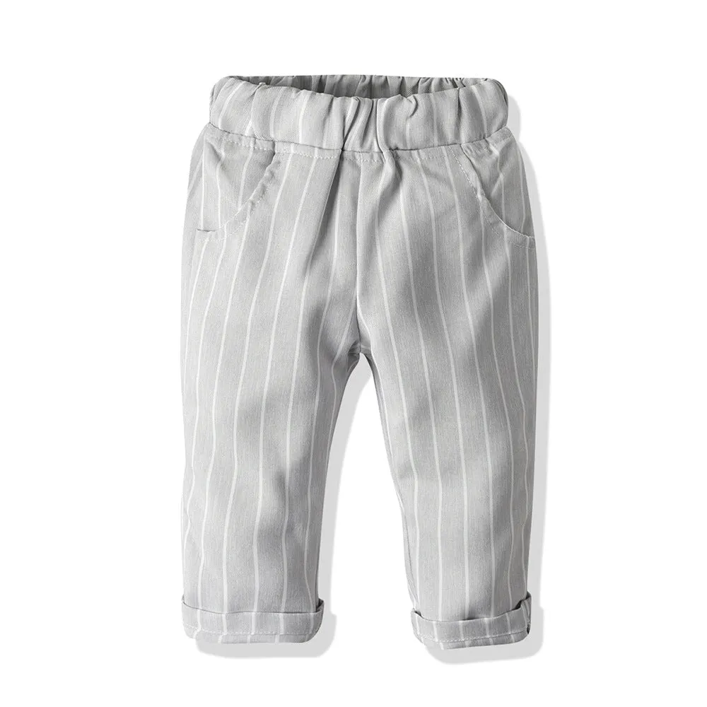 3 Pieces Set Baby Kid Boys Birthday Party Solid Color Bow Shirts And Striped Checked Vests Waistcoats And Pants Wholesale 23041127