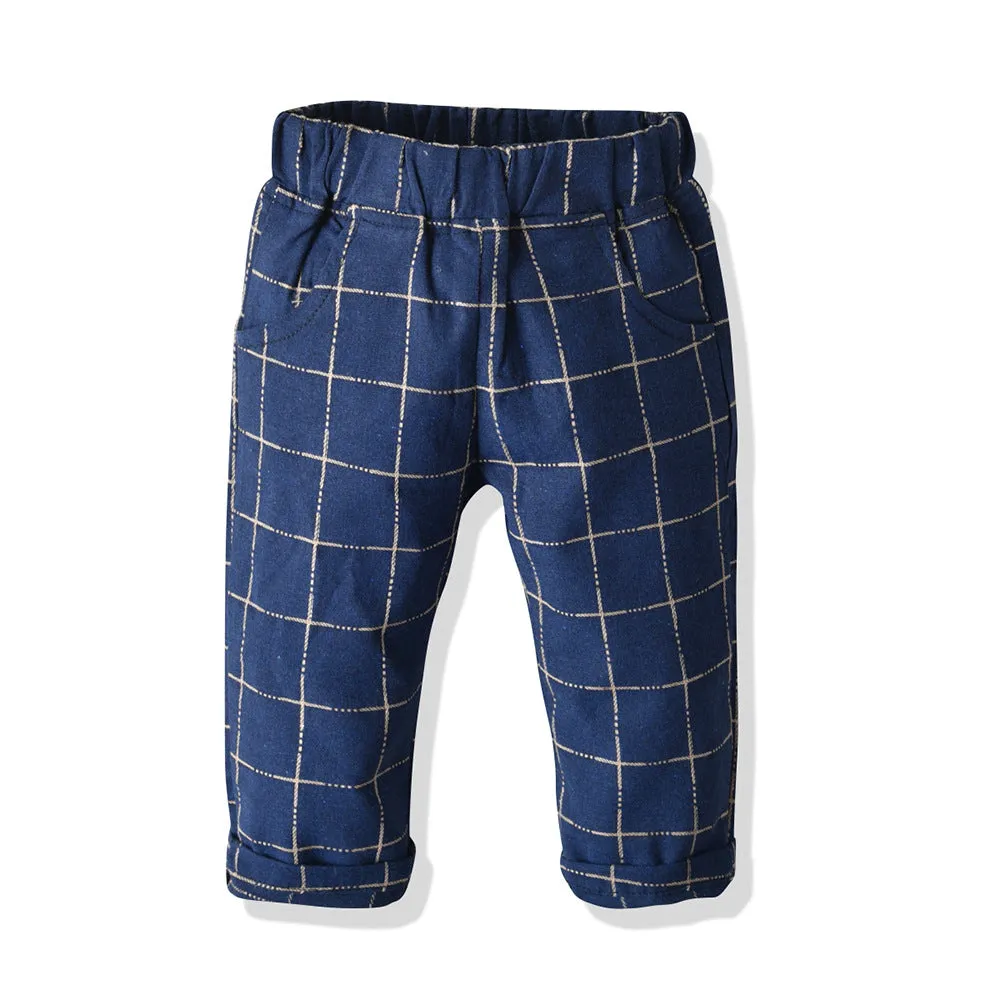 3 Pieces Set Baby Kid Boys Birthday Party Solid Color Bow Shirts And Striped Checked Vests Waistcoats And Pants Wholesale 23041127