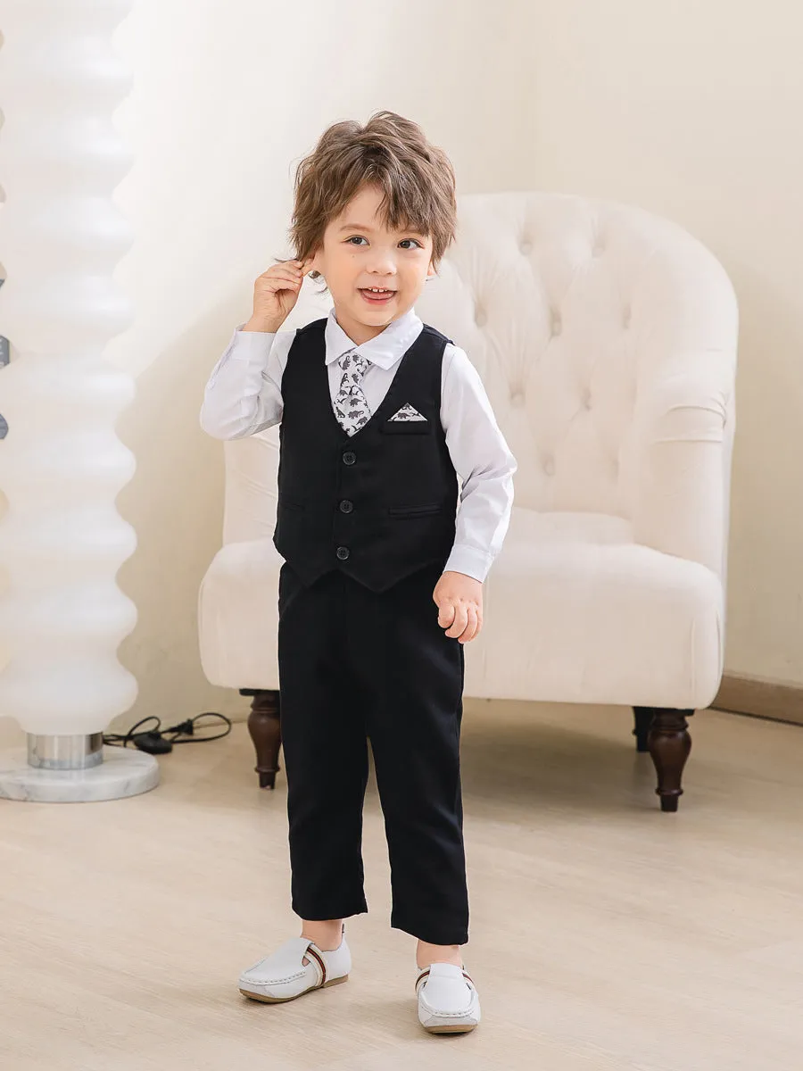 3 Pieces Set Baby Kid Boys Birthday Party Solid Color Bow Shirts Vests Waistcoats And Pants Wholesale 221216452