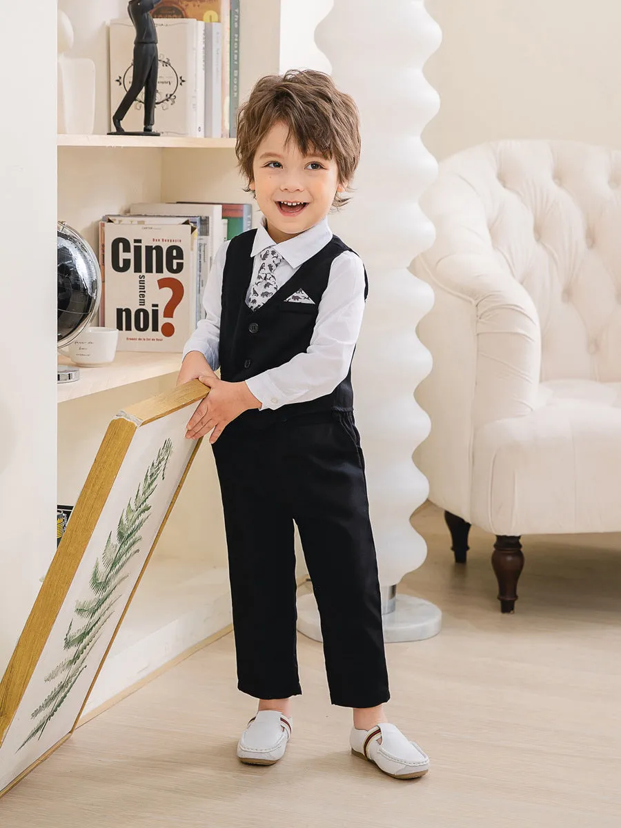 3 Pieces Set Baby Kid Boys Birthday Party Solid Color Bow Shirts Vests Waistcoats And Pants Wholesale 221216452