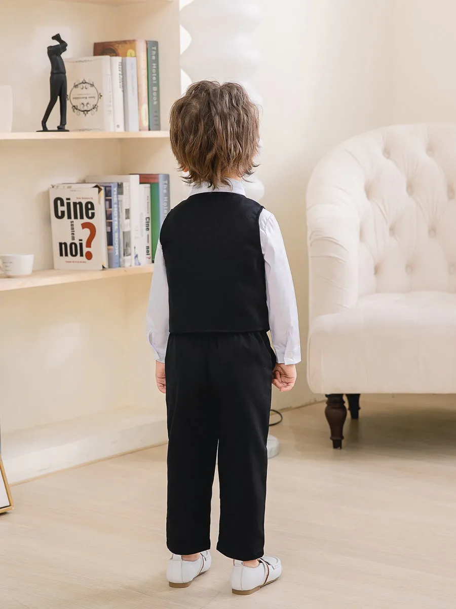 3 Pieces Set Baby Kid Boys Birthday Party Solid Color Bow Shirts Vests Waistcoats And Pants Wholesale 221216452