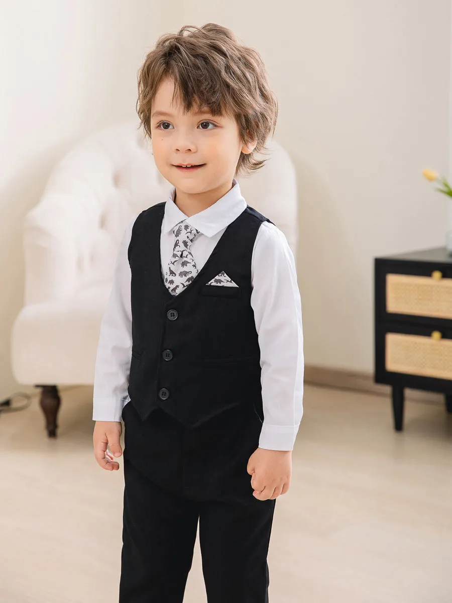 3 Pieces Set Baby Kid Boys Birthday Party Solid Color Bow Shirts Vests Waistcoats And Pants Wholesale 221216452
