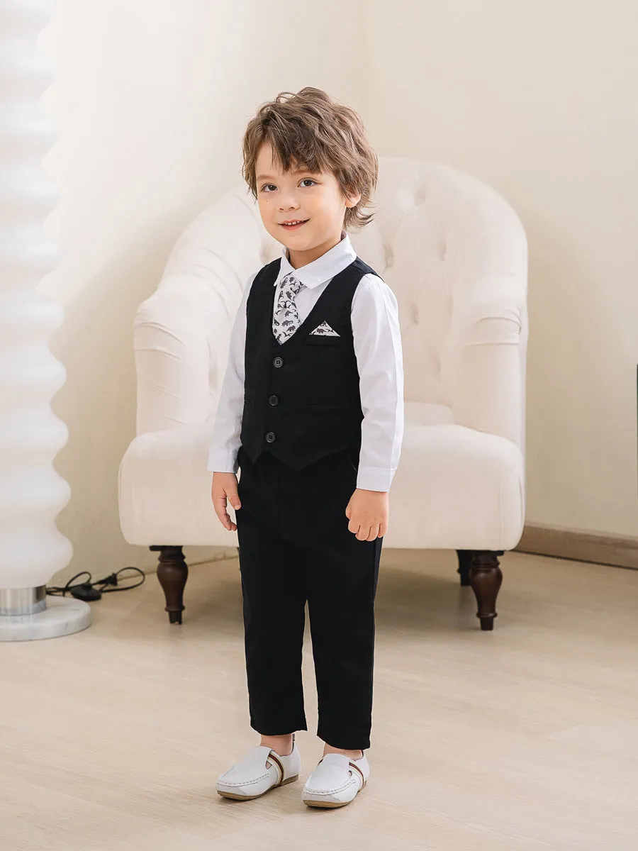 3 Pieces Set Baby Kid Boys Birthday Party Solid Color Bow Shirts Vests Waistcoats And Pants Wholesale 221216452