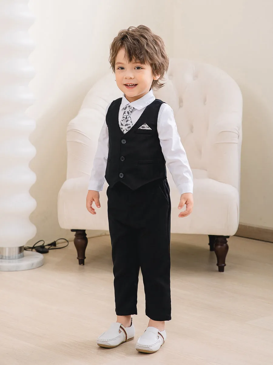 3 Pieces Set Baby Kid Boys Birthday Party Solid Color Bow Shirts Vests Waistcoats And Pants Wholesale 221216452