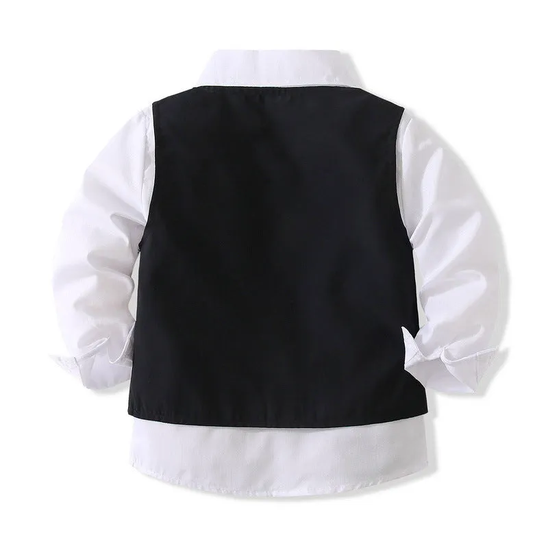 3 Pieces Set Baby Kid Boys Birthday Party Solid Color Bow Shirts Vests Waistcoats And Pants Wholesale 221216452