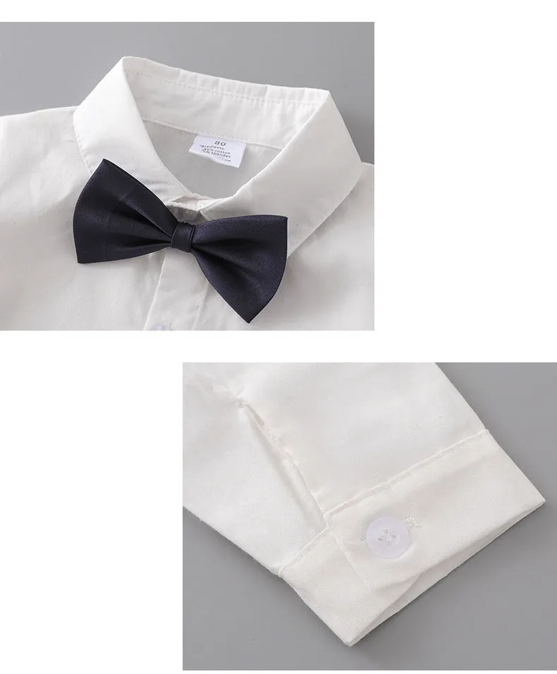 3 Pieces Set Baby Kid Boys Birthday Solid Color Bow Shirts And Vests Waistcoats And Pants Wholesale 230114271