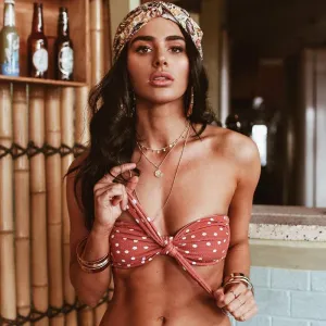 416 Strapless Bikini Push Up Padded Swimsuits Knot Dot Low Waist Swimwear Women