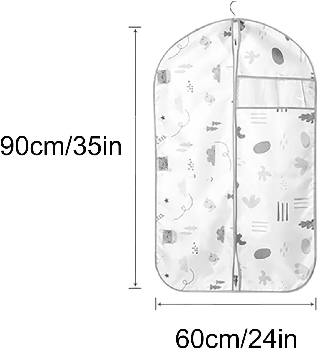 5 Pcs Printed Garment Bags, Lightweight Garment Bag Washable Clothes Cover for T-Shirt, Jacket, Suits, Coats, Oxford Fabrics(60x90cm/24x35in)