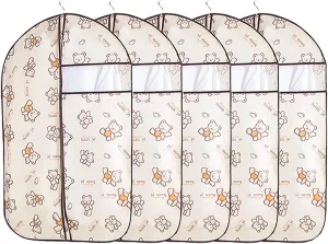 5 Pcs Printed Garment Bags, Lightweight Garment Bag Washable Clothes Cover for T-Shirt, Jacket, Suits, Coats, Oxford Fabrics(60x90cm/24x35in)